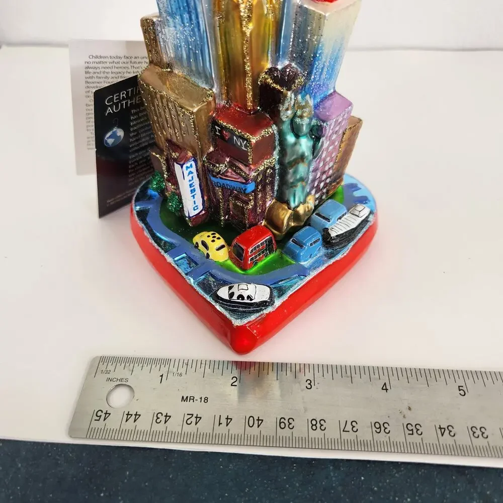 Joy to the Word Limited Edition Twin Towers Christmas Glass Ornament Hand Made